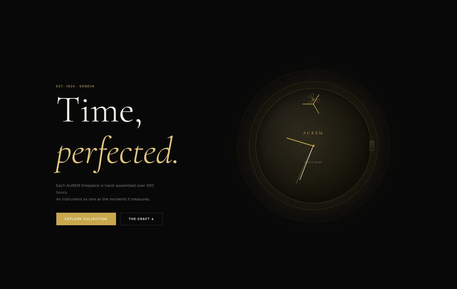 AUREM Timepieces website screenshot